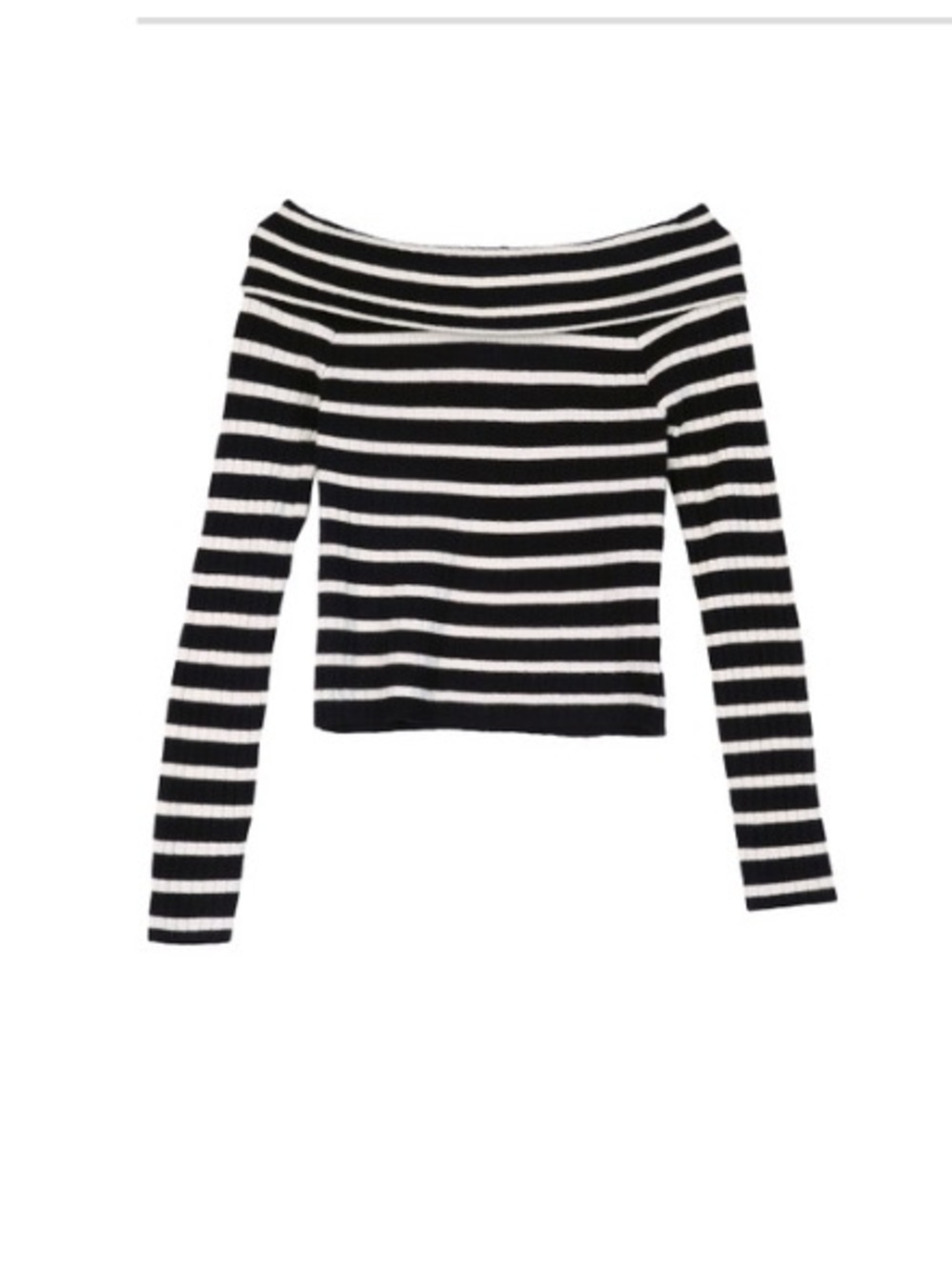 NWT Love Tree Black & White Striped Off-Shoulder Sweater S & L